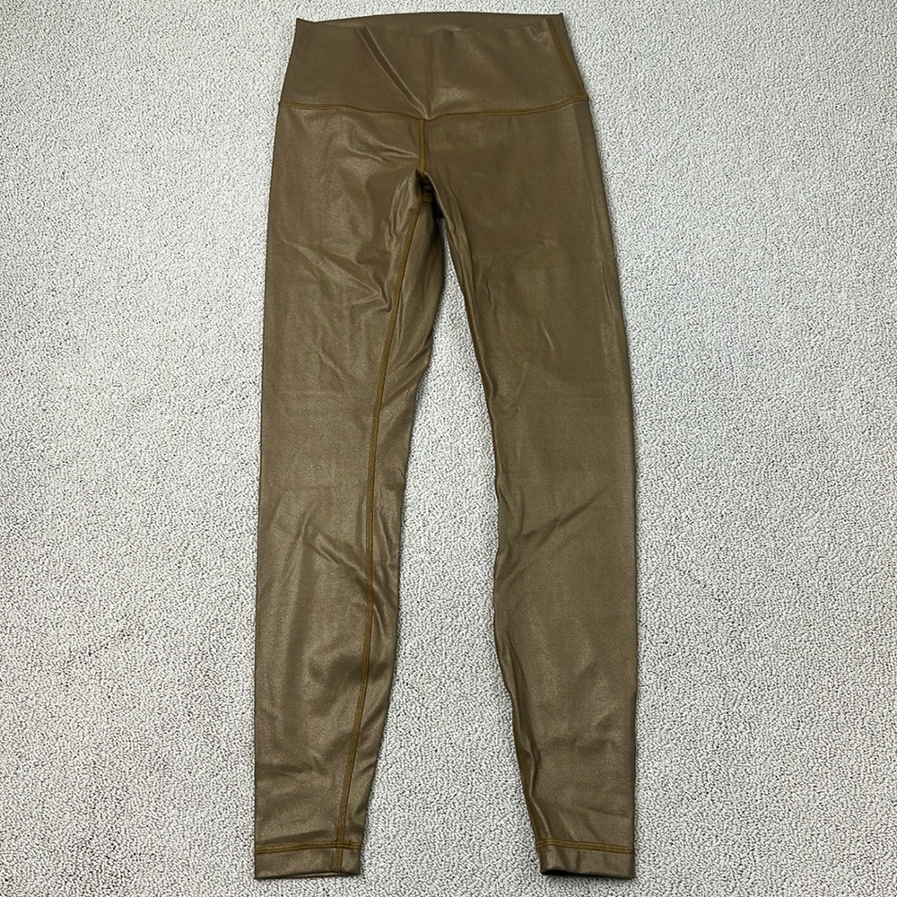 Lululemon Leggings Gold Chrome Womens Size 6 Yoga Workout Pants 28" Seam